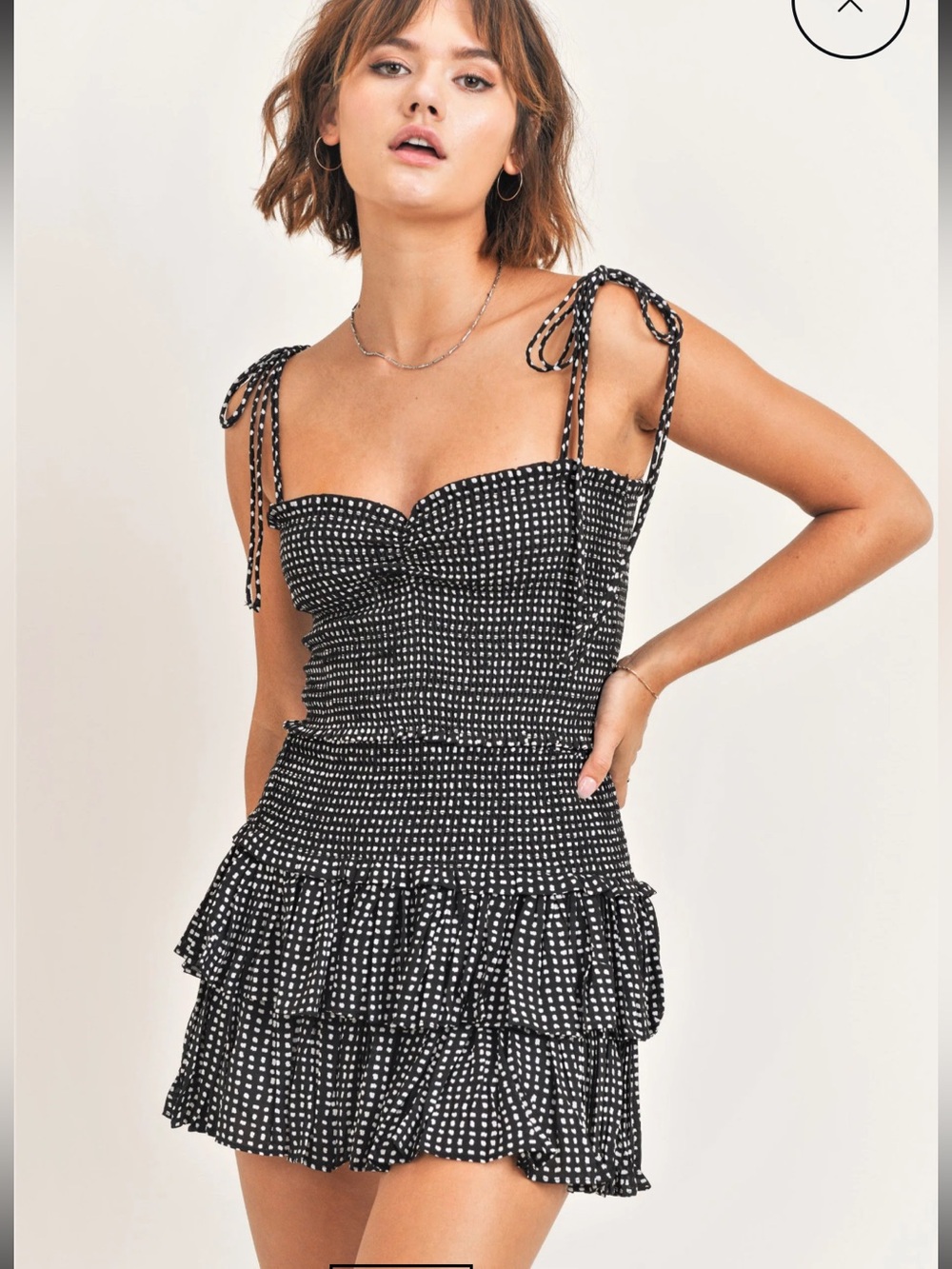 Reset by Jane Charlie Matching Set Skirt/Top in Black & White Dot Large $160